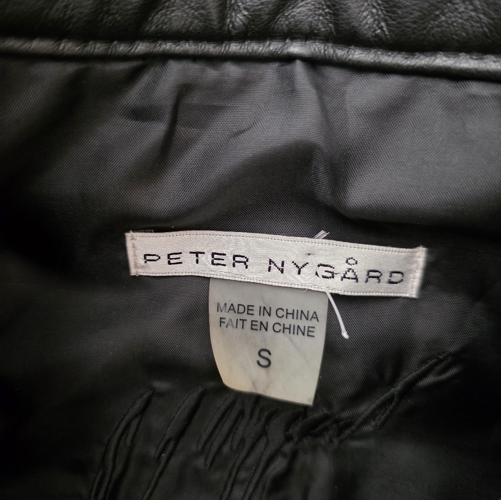 PETER NYGARD Black Quilted LEATHER JACKET Designer Whimsigoth Quiet Luxury Y2K - Picture 2 of 14